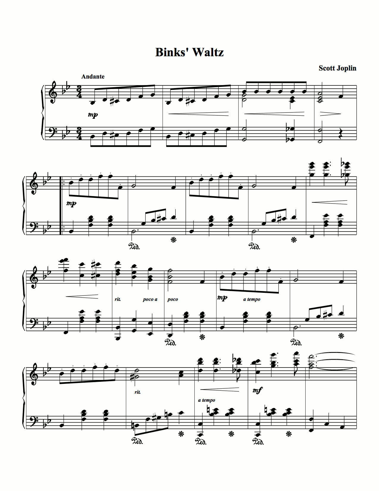 Bink's Waltz - Piano Rag